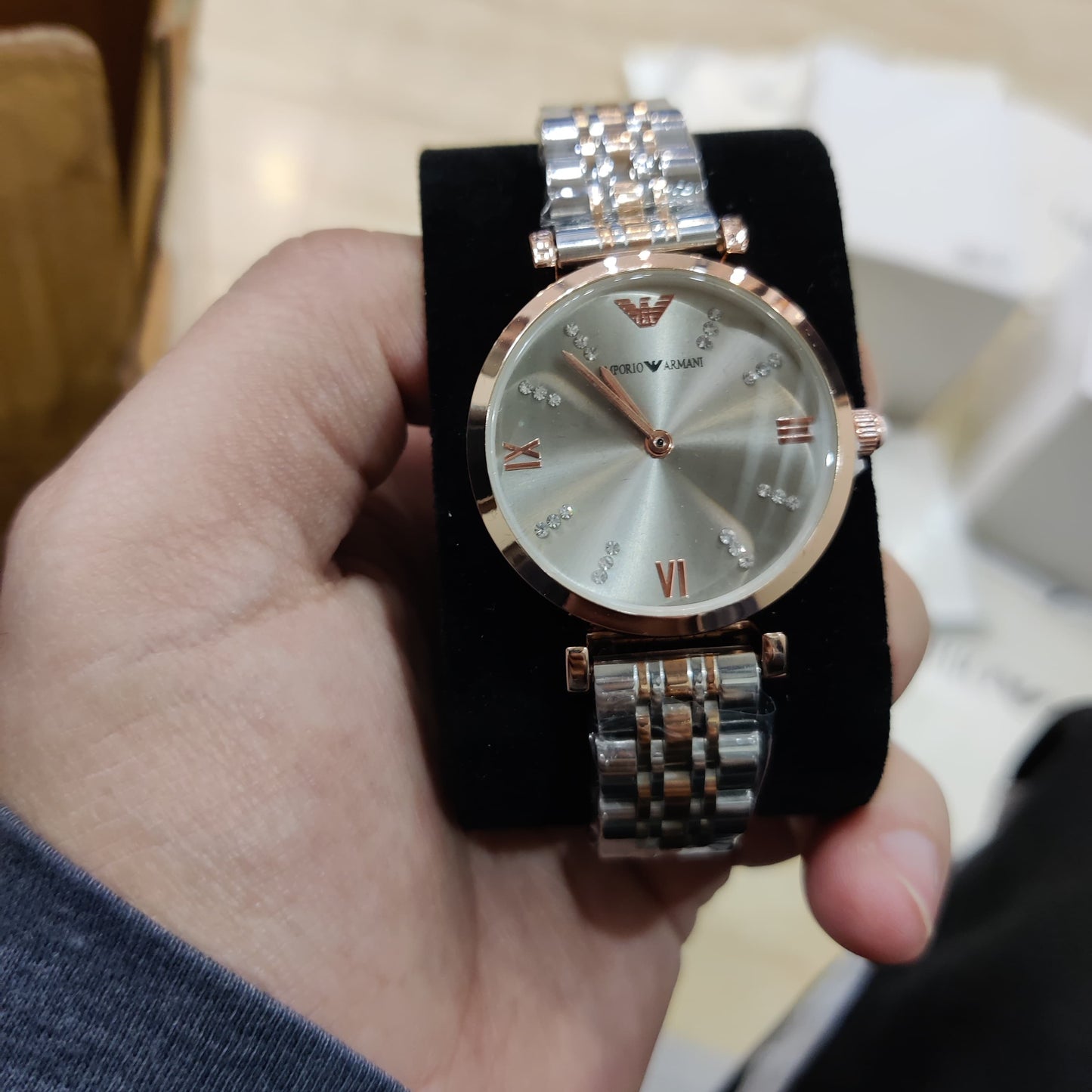 Emporio-Armani Diamond crafted Grey Dial Watch